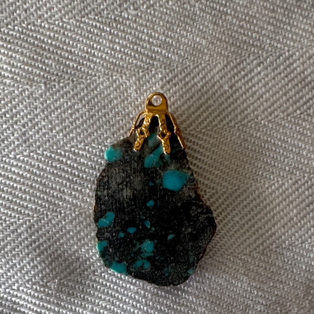 Turquoise and Gold Pendant Set - Picture 7 of 11